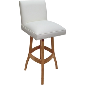 Pemberly Row Swivel Counter 26&quot Solid Wood Stool in White Vinyl/Honey
