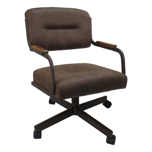 Pemberly Row Swivel Metal Caster Dining Chair in NW Whiskey/Brown