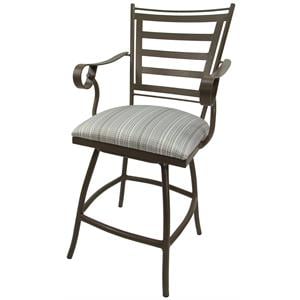 Pemberly Row Outdoor Swivel Counter 26&quot Stool in Natural Fun Cream/Beige