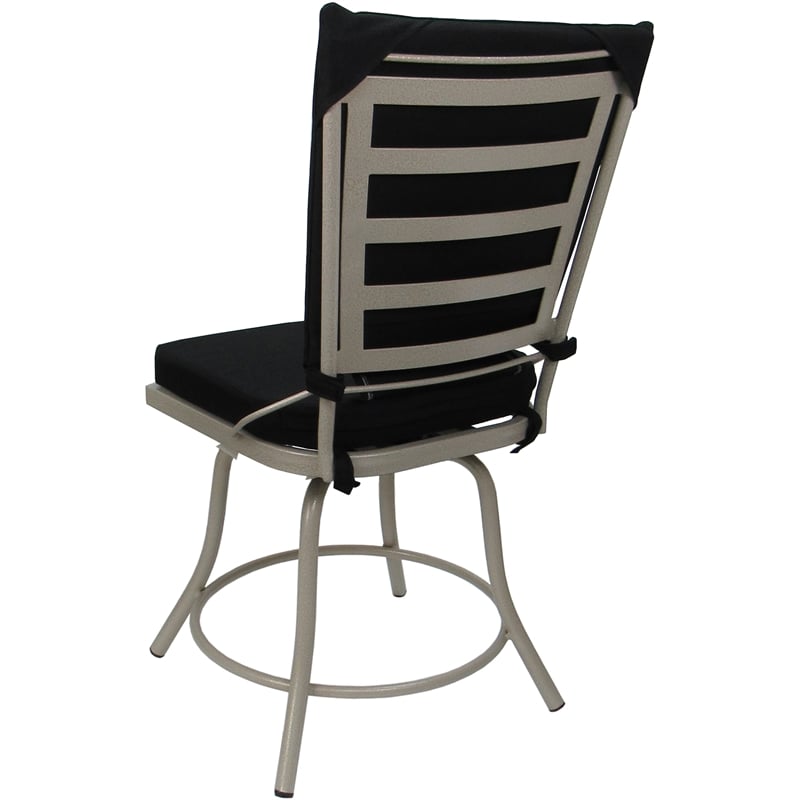 Pemberly Row Outdoor/Indoor Metal Patio Dining Set Armless in Black/Beige