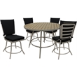 Pemberly Row Outdoor/Indoor Metal Patio Dining Set Armless in Black/Beige