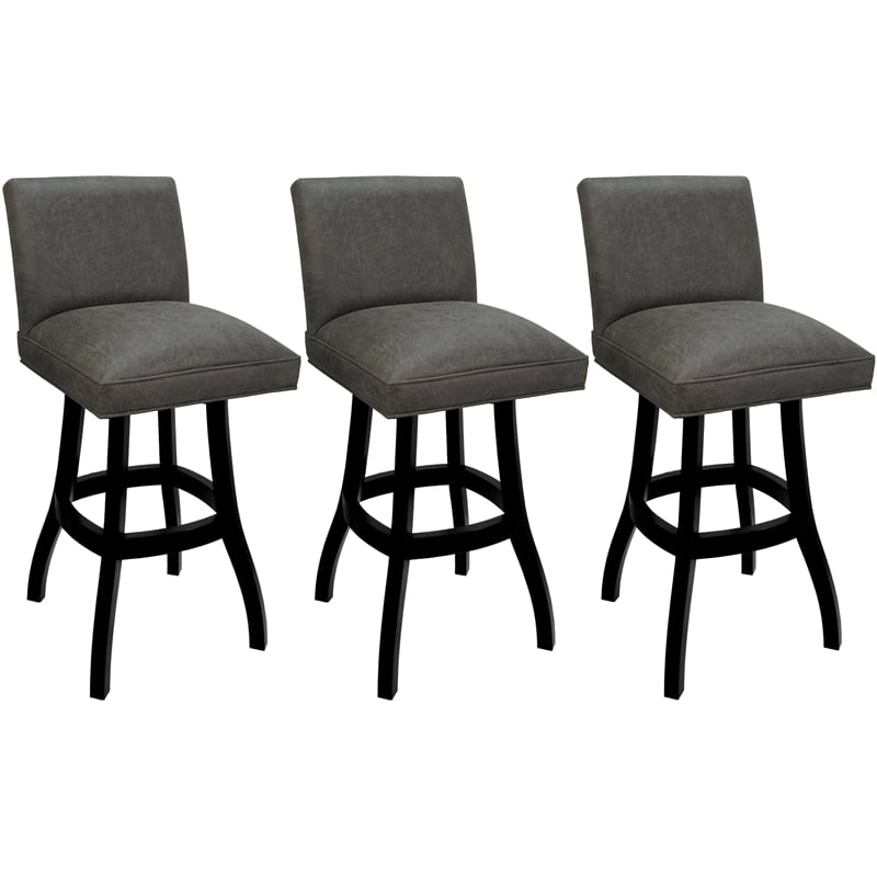 Pemberly Row Set of 3 Swivel Wood Counter Stools in Charcoal/Black