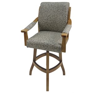 Pemberly Row 26&quot Swivel Wood Counter Stool in Peppered Gray/Light Oak