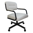 Pemberly Row Swivel Metal Caster Dining Chair in Ocean Beige Vinyl and Gray