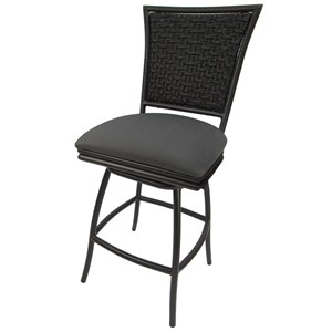 Pemberly Row Outdoor 26&quot Swivel Counter Stool Armless in Dark Gray and Brown