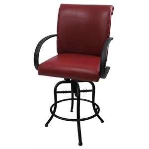 Pemberly Row 30&quot Swivel Tilt Bar Stool in Red Vinyl on Black