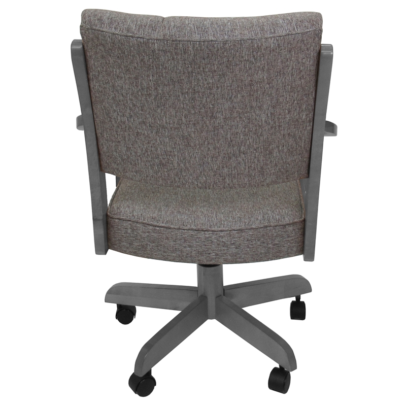 Pemberly Row Solid Wood Dining Caster Chair in Mojave Gray and Light Gray