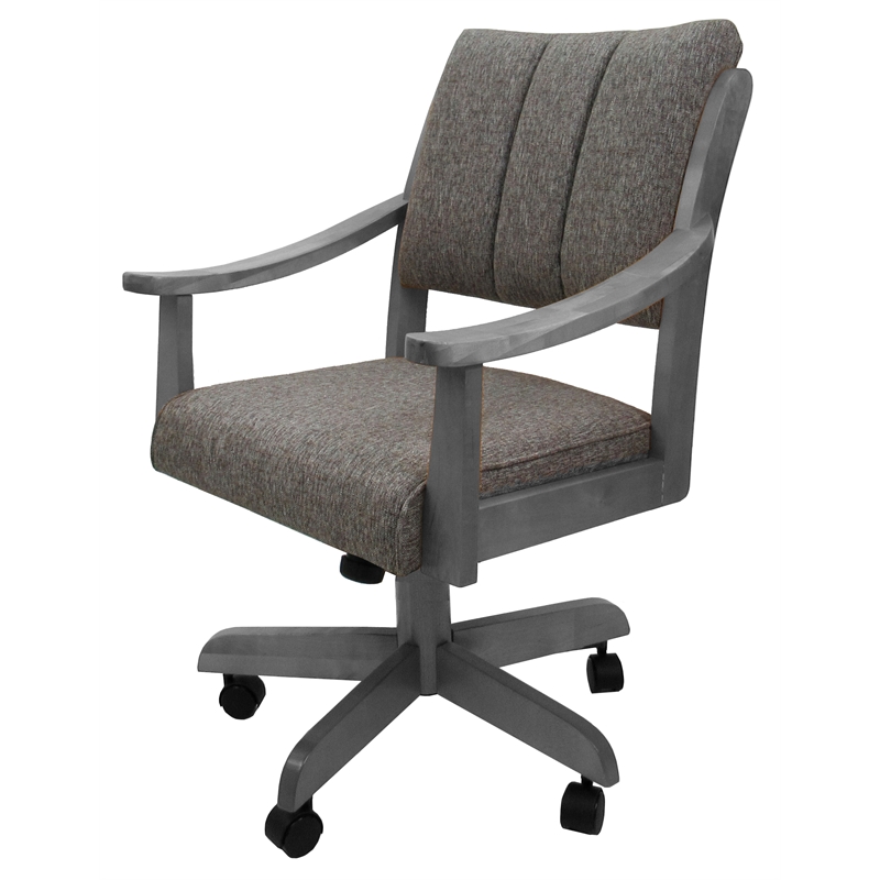 Pemberly Row Solid Wood Dining Caster Chair in Mojave Gray and Light Gray