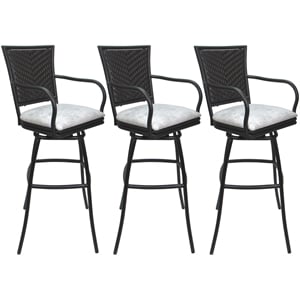 Pemberly Row Set of 3 Extra Tall Stools with Arms in UH W Stone & Gray