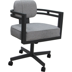 Pemberly Row Swivel Metal Dining Caster Chair in Hemsath Slate and Gray
