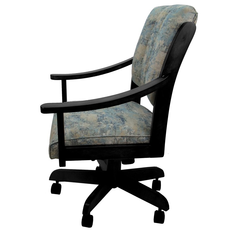 Pemberly Row Swivel Wood Dining Caster Chair in Poet Sky Blue and Black