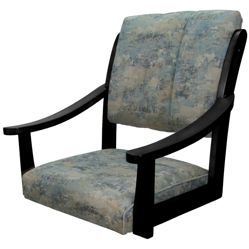 Pemberly Row Swivel Wood Dining Caster Chair in Poet Sky Blue and Black