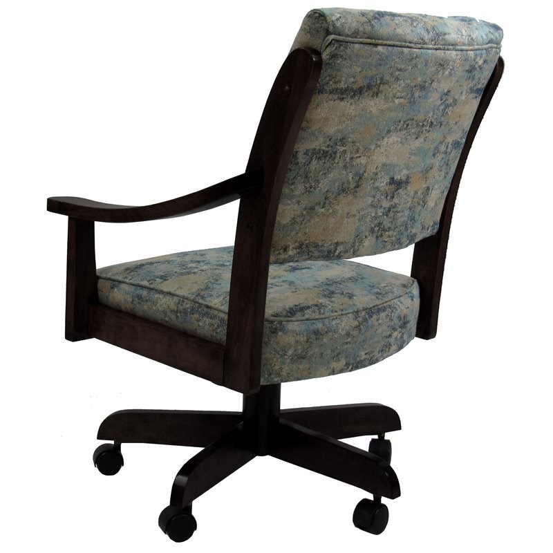 Pemberly Row Swivel Wood Dining Caster Chair in Poet Sky Blue and Black
