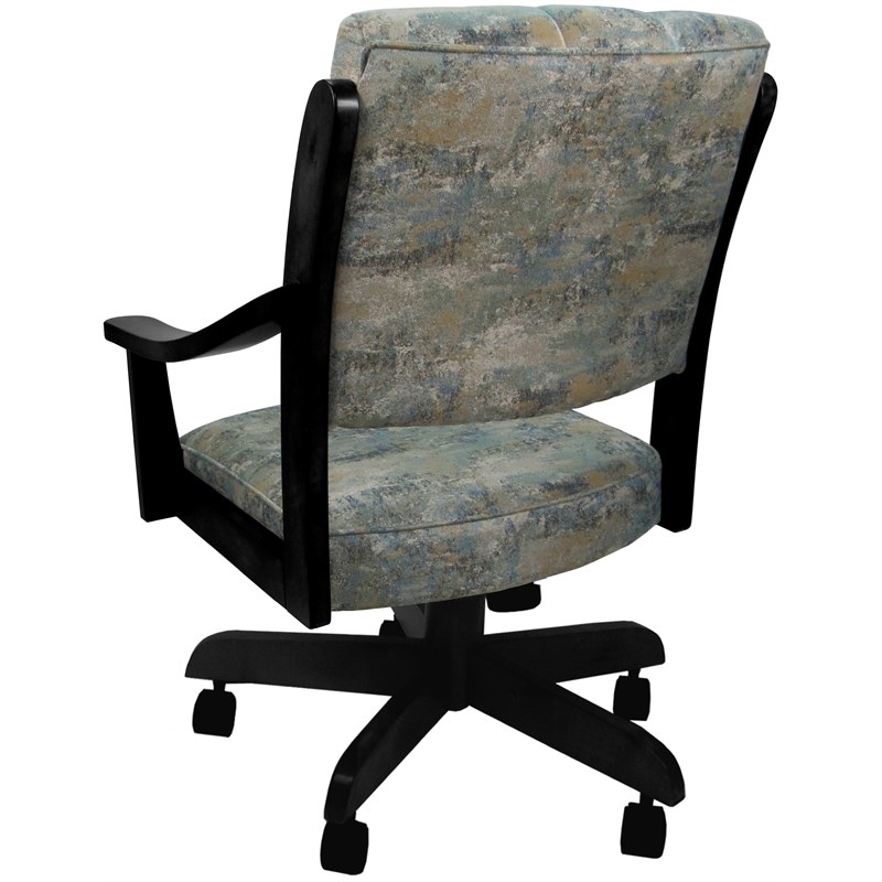 Pemberly Row Swivel Wood Dining Caster Chair in Poet Sky Blue and Black