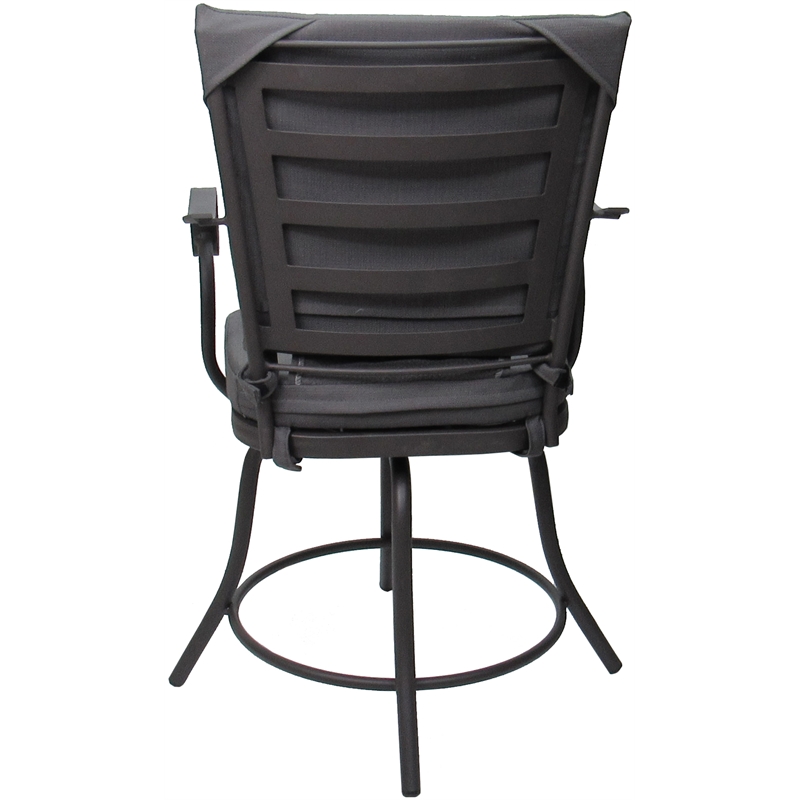 Pemberly Row Outdoor/Indoor Patio Dining Chair in Dark Gray Linen and Gray