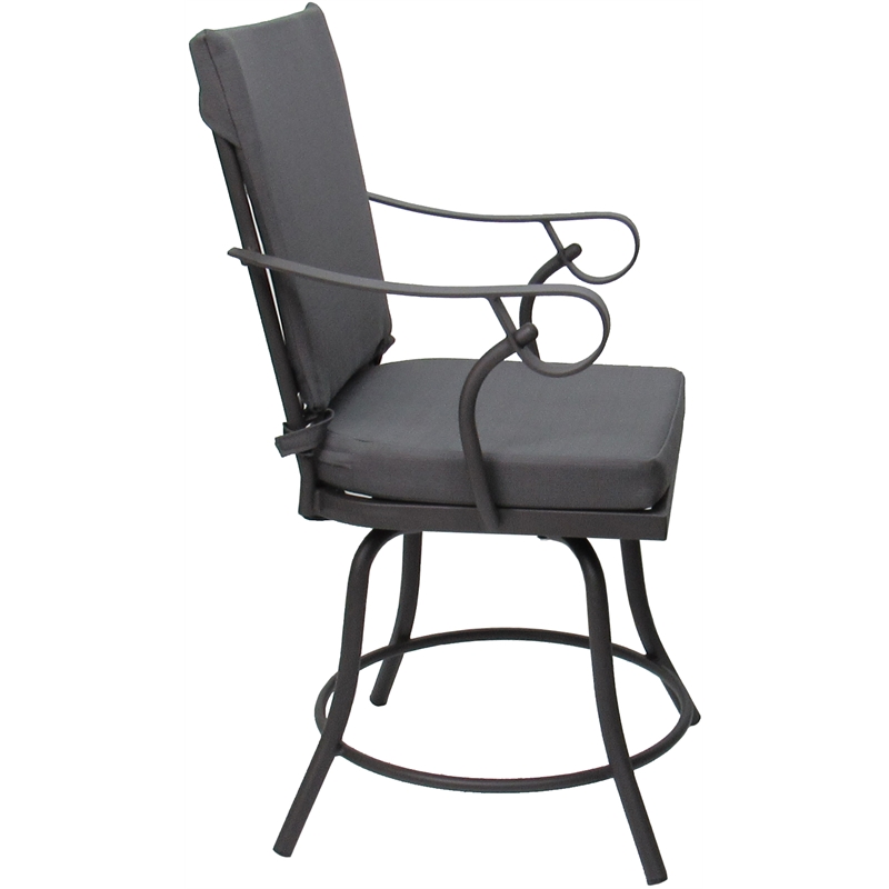 Pemberly Row Outdoor/Indoor Patio Dining Chair in Dark Gray Linen and Gray