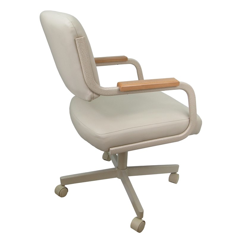 Pemberly Row Swivel Tilt Caster Chair on Wheels in Ocean Beige and Natural