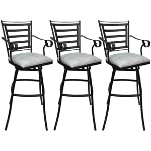 Pemberly Row Set of 3 26&quot Counter Stools with Arms in UHW Stone & Black