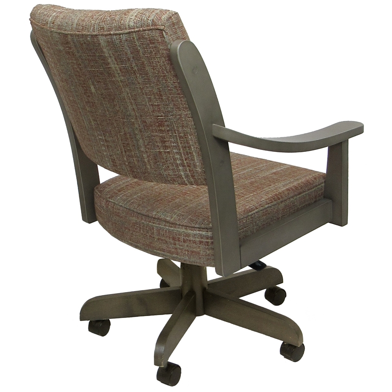 Pemberly Row Caster Solid Wood Dining Chair in Madder Red and Asian Gray