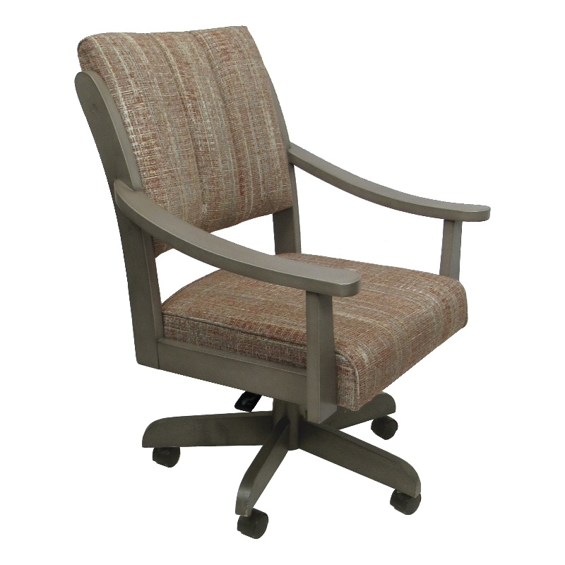 Pemberly Row Caster Solid Wood Dining Chair in Madder Red and Asian Gray