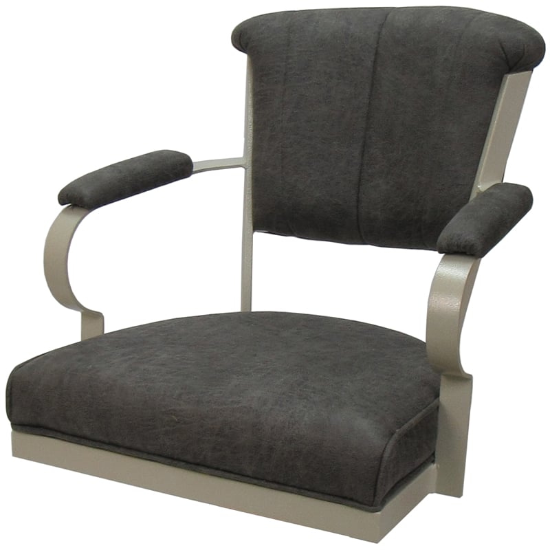 Pemberly Row Swivel Tilt Metal Caster Chair in Dark Gray and Beige