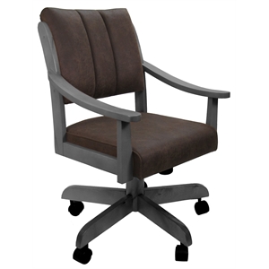 Pemberly Row Caster Solid Wood Dining Chair in Northwest Whiskey Brown and Gray