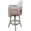 Pemberly Row Swivel Wood Extra Tall Stool in Tan Vinyl and Beige with Pillow