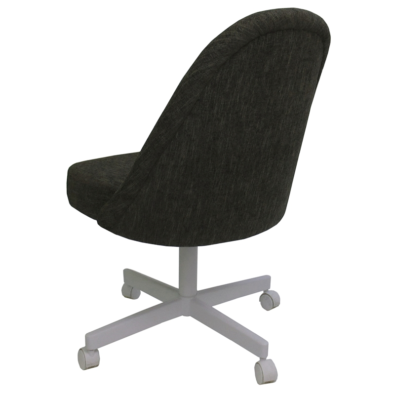 Pemberly Row Swivel Metal Dining Caster Chair in Sanora Brown and White