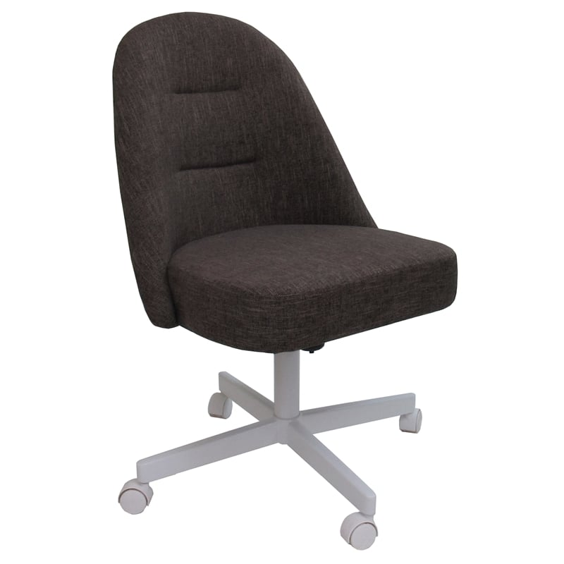 Pemberly Row Swivel Metal Dining Caster Chair in Sanora Brown and White