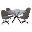 Pemberly Row Dinette Swivel Metal Caster Chairs in Clear Glass and Grey