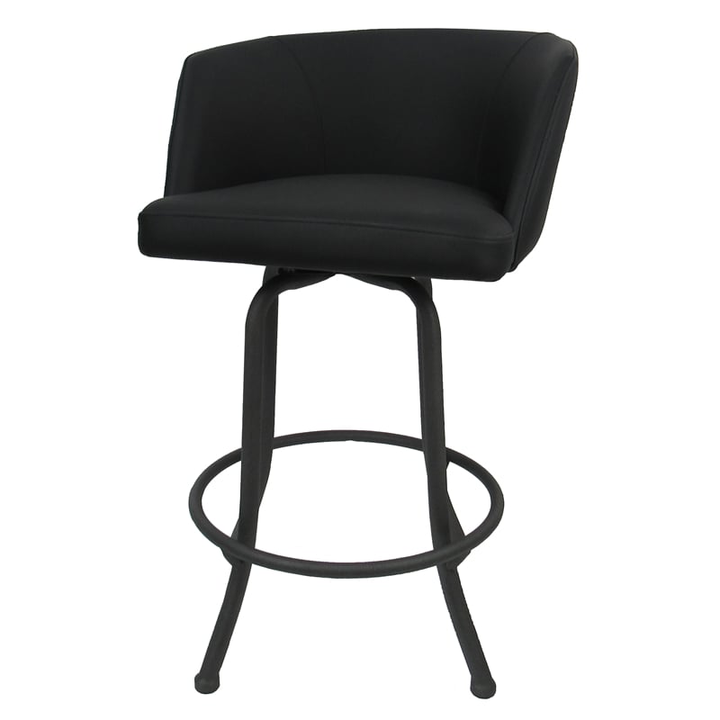 Pemberly Row Swivel Extra Tall Vinyl & Metal Bar Stool Black/Gray Set of 3