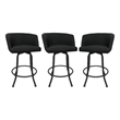 Pemberly Row Swivel Extra Tall Vinyl & Metal Bar Stool Black/Gray Set of 3