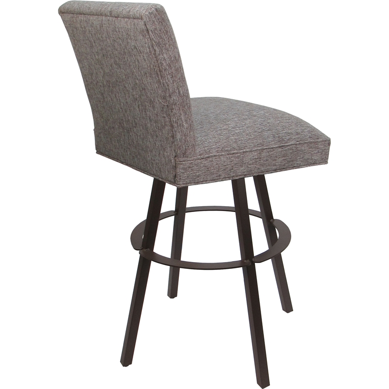 Pemberly Row Set of 3 Extra Tall Swivel Metal Stools in Mojave Gray and Brown