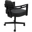 Pemberly Row Swivel Metal Dining Caster Chair in Gray Vinyl and Black