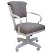 Pemberly Row Swivel Dining Caster Chair with Wood Arms in Ash and White
