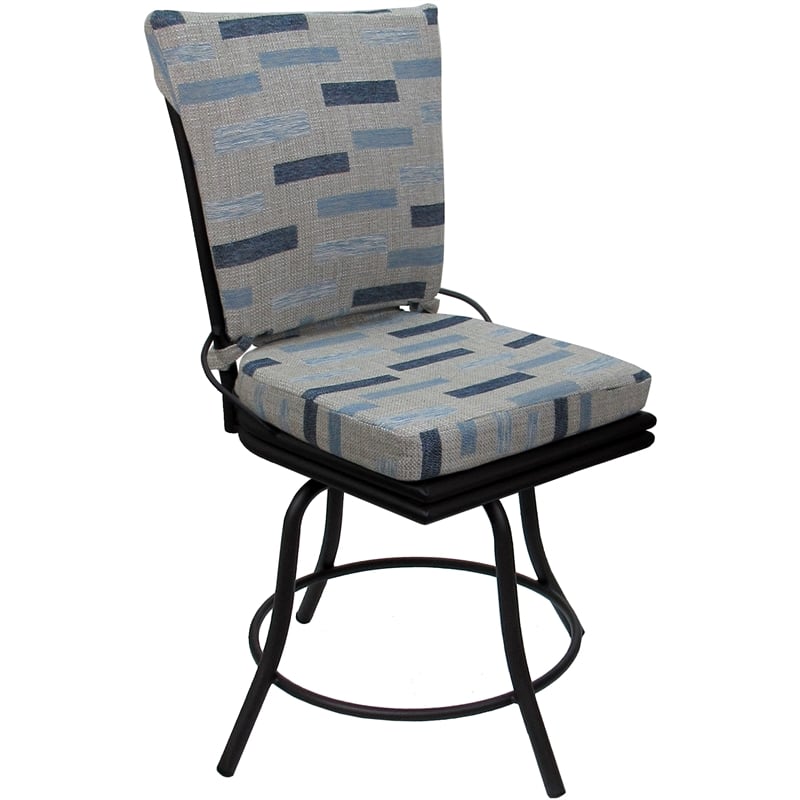 Pemberly Row Outdoor/Indoor Patio Dining Set in Blue Beige and Black