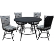Pemberly Row Outdoor/Indoor Patio Dining Set in Blue Beige and Black