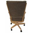Pemberly Row Wood Dining Chair on Wheels in Checkered Brown and Natural