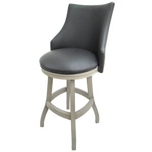 Pemberly Row 30&quot Swivel Wood Bar Stool in Gray and Antique White