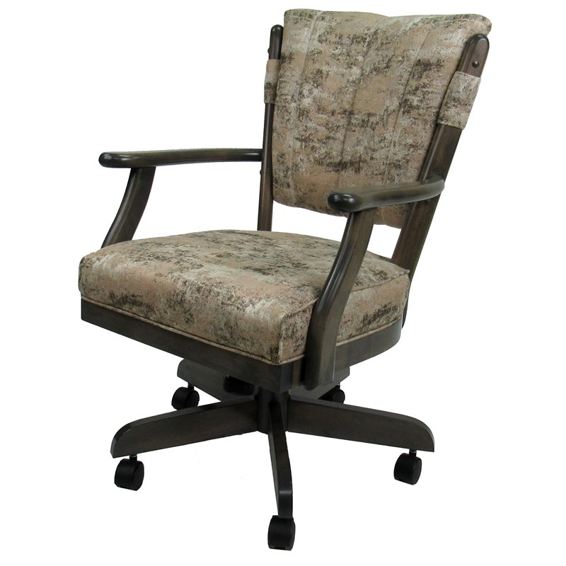 Pemberly Row Swivel Wood Dining Caster Chair in Poet Desert Tan and WG