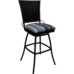 Pemberly Row Outdoor/Indoor 34&quot Extra Tall Stool in Driftwood Blue and Black