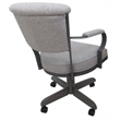 Pemberly Row Swivel Dining Caster Chair with Wood Arms in Ash and Gray