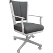Pemberly Row Leather Dining Caster Chair Swivel Tilt in Gray and White