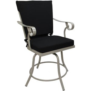 Pemberly Row Outdoor/Indoor Patio Dining Chair in Black and Beige