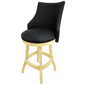 Pemberly Row 26&quot Swivel Wood Counter Stool in Black and Beige