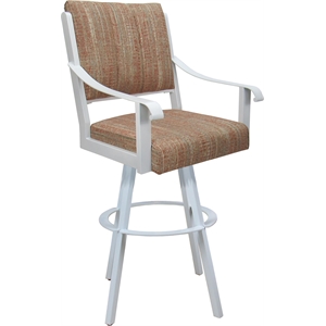 Pemberly Row 34&quot Extra Tall Swivel Metal Bar Stool in Watusi Red and White