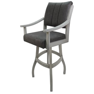 Pemberly Row 30&quot Solid Wood Bar Stool in NW Elk Charcoal and Antique White