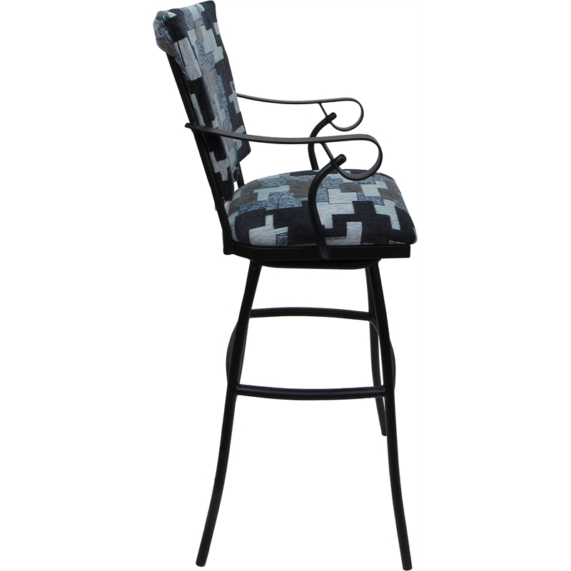 Pemberly Row Set of 3 Extra Tall Stools with Arms in Flint & Black
