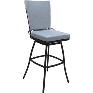 Pemberly Row 34&quot Swivel Extra Tall Armless Stool in Blue & Dark Brown