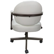 Pemberly Row Swivel Metal Dining Caster Chair in White Vinyl and Brown